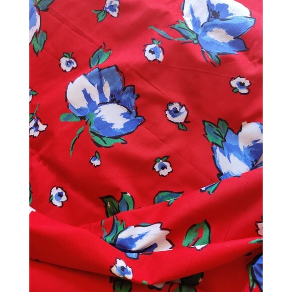 Cranston Schwartz Liebman Red Blue FLOWERS Quilt Sew Fabric Yardage 4.5yd X 45" - Picture 2 of 3